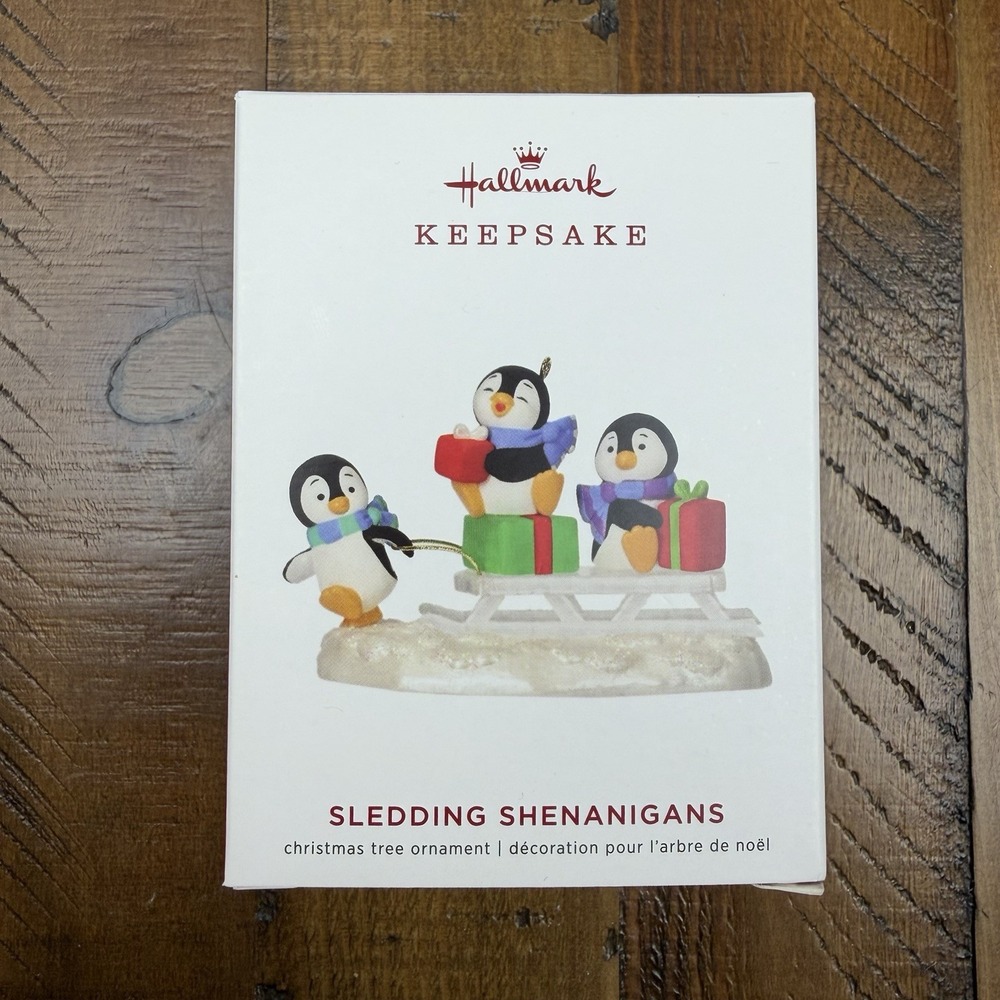 2019 Hallmark Ornament SLEDDING SHENANIGANS Penguin Pals Christmas Friends NIB